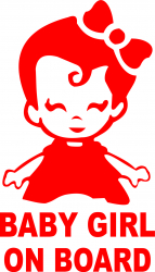 Sticker auto baby girl on board culoare rosie 