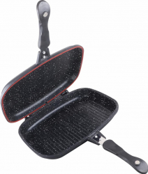 Tigaie dubla din aluminiu turnat garnitura din silicon marime 32X24X7.5 cm Negru