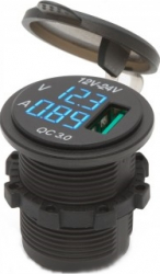 Adaptor USB cu montare in locul brichetei cu voltmetru si ampermetru cu afisaj LED 12-24V Motor Starter 