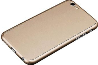 Husa de protectie cu acoperire completa 360 grade + folie protectie sticla pentru iPhone 7 protectie spate capac de protectie bumper auriu 