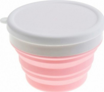 Bol Pliabil 550 ml Silicon Roz cu Capac 