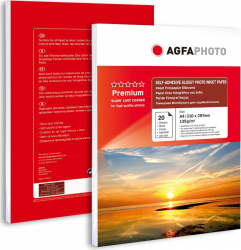 Etichete foto autoadezive Agfa lucioase format A4 hartie foto autocolanta / photo sticker pachet 20 coli 