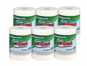 Pachet Promo 6 Role prosop hartie FRISBI Forte 2 straturi 100 m alb 100 celuloza pura 