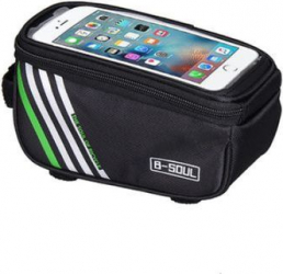 Borseta bicicleta cu husa telefon impermeabila montare pe cadru compatibila cu max 5.5 inch Negru/Verde SHO415 