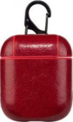 Husa suport din piele casti Apple AirPods Rosu SHO653 
