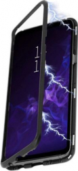 Husa / Carcasa magnetica pentru Samsung Galaxy S8 Rama metalica si spate din Sticla Securizata Negru-Transparent SHO710