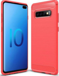Husa protectie spate carbon soft silicon pentru Samsung Galaxy S10 capac de protectie carcasa bumper Rosu SHO694 