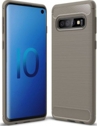 Husa protectie spate carbon soft silicon Samsung Galaxy S10 carcasa bumper Gri SHO692 
