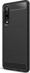Husa spate antisoc silicon cu insertii carbon pentru Huawei P30 Negru SHO715 