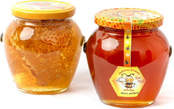 Pachet Borcan cu miere poliflora + Borcan faguri in miere + Bat miere spiralat Show - Bazzz 