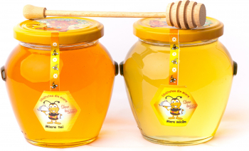 Pachet Borcan cu miere salcam + Borcan miere tei + Bat miere spiralat Show - Bazzz 
