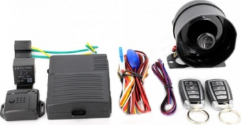 Alarma auto cu sirena cu telecomanda cu 3 butoane inchidere centralizata si senzor de soc cu 2 zone Carguard 