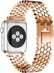 Curea de dama compatibila Apple Watch otel inoxidabil 38/40mm auriu roz 