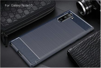 Husa de protectie cu insertii carbon pentru Samsung Galaxy Note 10 protectie spate bumper capac de protectie Bleumarin SHO1049 