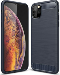 Husa de protectie cu insertii carbon pentru Iphone 11 Pro Max protectie spate bumper capac de protectie Bleumarin SHO1109 