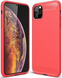 Husa de protectie cu insertii carbon pentru Iphone 11 Pro Max protectie spate bumper capac de protectie Rosu SHO1108 