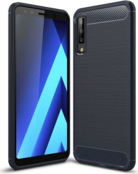 Husa de protectie cu insertii carbon pentru Samsung Galaxy A7 2018 protectie spate bumper capac de protectie Bleumarin SHO676 
