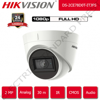 Camera de supraveghere HIKVISION Audio analog 40 m IR FullHD 2 Megapixel 1080p 2.8 mm interior / exterior 