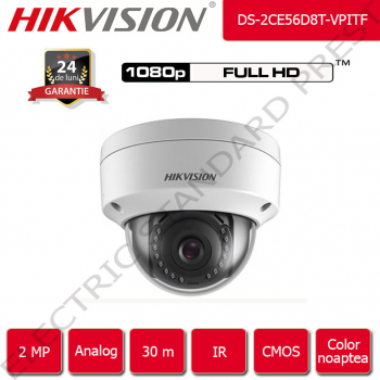 Camera de supraveghere HIKVISION Color noaptea analog 30 m IR FullHD 2 Megapixel 1080p 2.8 mm interior / exterior 