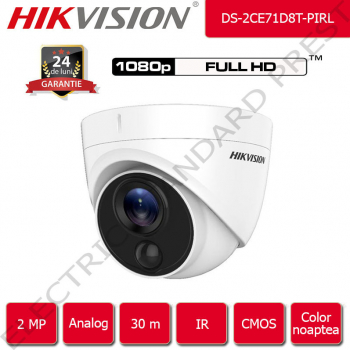 Camera de supraveghere HIKVISION Starlight Color noaptea analog 30 m IR FullHD 2 Megapixel 1080p 2.8 mm interior / exterior 