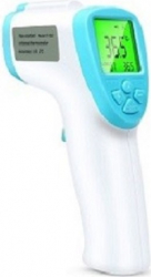 Termometru infrarosu non-contact digital cu afisaj LCD indicator luminos in 3 culori in functie de temperatura memorie 