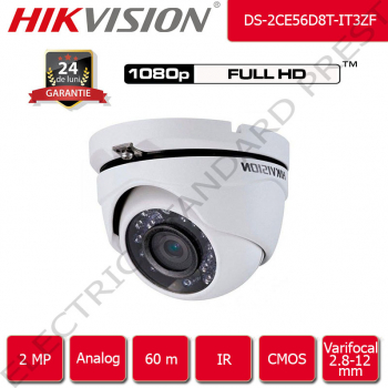 Camera de supraveghere HIKVISION Starlight Color noaptea analog 60 m IR FullHD 2 MP 1080p 2.8-12 mm Varifocal motorizat interior/exterior 