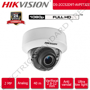 Camera de supraveghere HIKVISION Starlight Anti-vandal analog 40 m IR FullHD 2 MP 1080p 2.8-12 mm Varifocal motorizat interior/exterior 