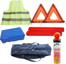 Kit siguranta auto Motor Starter and trade 2020 - spray extinctor trusa medicala 2 x triunghi reflectorizant vesta reflectorizanta geanta 