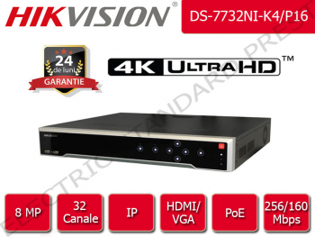 NVR Hikvision PoE 32 canale IP UltraHD 4K 8 Megapixel