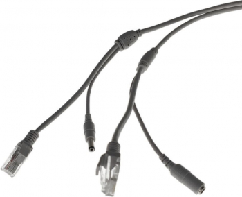 Cablu retea 10m pentru camera IP CCTV NVR RJ45DC10M -DC UTP Cat.5/5e mufat 2XRJ45 si cablu alimentare mufat 2X2.1x5.5mm gri 