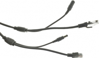 Cablu retea 5m pentru camera IP CCTV NVR RJ45DC5M-DC UTP Cat.5/5e mufat 2XRJ45 si cablu alimentare mufat 2X2.1x5.5mm gri