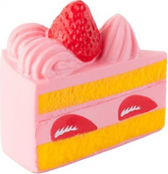 Jucarie parfumata din spuma poliuretanica felie de tort cu capsuni roz 15 x 14 cm Vivo 