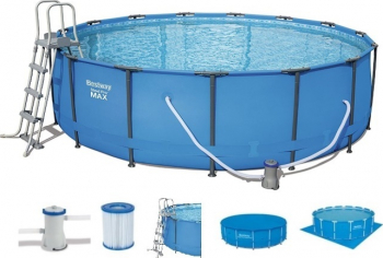 Piscina Bazin Curte Gradina Familie Copii Relaxare Rotunda Cadru Metalic 457 x 107cm PRO MAX LIVRARE GRATUITA 