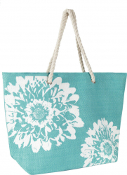 Geanta pentru plaja turcoaz cu flori 46 x 34.5 cm Vivo 