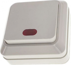 Intrerupator simplu cu indicator luminos FE-40446-DC montaj aplicat 10A 250V 70x70x36mm alb 