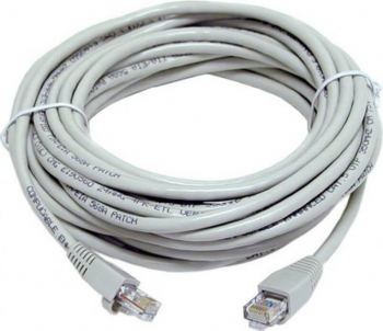 Cablu UTP Retea Gri Ethernet Cat 5e 15m Lungime - Cablu Patch de Internet cu Mufa Conector RJ45 