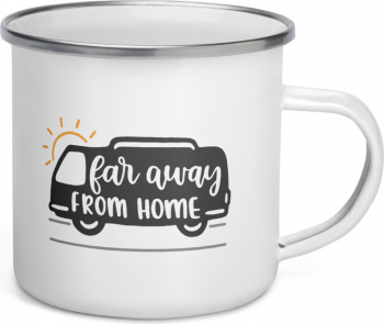 Cana metalica emailata personalizata Far away from home 