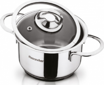 Oala inox Hascevher cu capac sticla termorezistenta 12cm