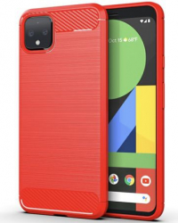 Husa de protectie BIBILEL cu insertii carbon pentru Google Pixel 4 protectie spate bumper capac de protectie Rosu BBL1447