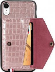 Husa Piele cu Buzunar Card pentru iPhone XS capac de protectie carcasa bumper Rose Gold BBL1466 