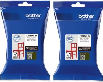 Set 2 Cartuse extralarge original BROTHER negru LC3619XL BK/BK MFC-J2330DWMFC-J2730DWMFC-J3530DWMFC-J3930DW 