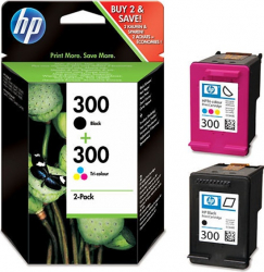 Set 2 cartuse inkjet HP OEM HP 300 negru tricolor 220 pagini D1660/ D2560/ D2660/ D5560/ F2480/ F4580 