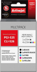 Set 5 Cartuse cerneala ActiveJet compatibile Canon PGI-525Bk CLI-526C CLI-526M CLI-526Y Pixma IP4850 Pixma IP4950 Pixma IX6550 Pixma 