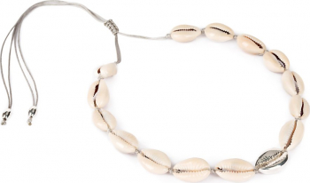 Choker scoici Silver Shell cu snur bej universal 