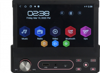 Navigatie Gps Auto Android 1DIN cu ecran retractabil 7 inch 2GB RAM + 16 GB ROM Internet 4G Aplicatii Waze Wi Fi Usb Bluetooth 