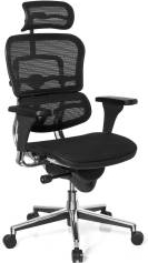 Scaun Ergohuman v1 Plus mesh 3D Negru cu tetiera 2D suport lombar brate reglabile 3D sezut translabil QMOBILI 