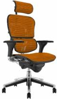 Scaun Ergohuman v1 Plus mesh 3D Portocaliu cu tetiera 2D suport lombar brate reglabile 3D sezut translabil QMOBILI 