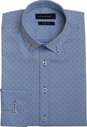 Camasa barbati Newtone guler fixat cu nasturi model cu motive geometrice Albastru 2XL 