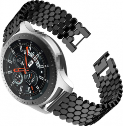 Curea Universala Metalica Premium MTP Negru 22mm Quick Release Zale Hexagonale pentru SmartWatch 