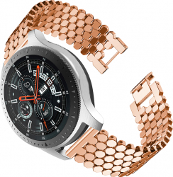 Curea Universala Metalica Premium MTP Rose Gold 22mm Quick Release Zale Hexagonale pentru Huawei Watch GT 